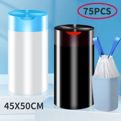 75pcs stringing White Separate garbage bag Thickened Draw Rope Portable Automatic Closure Disposable Kitchen trash Bags