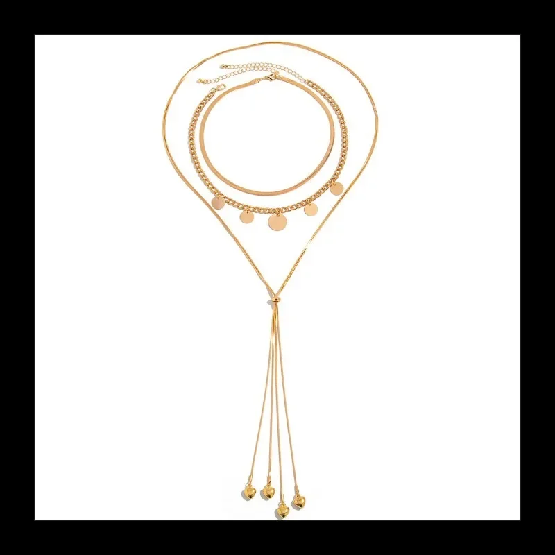 مكدسة القرص المعدني ثعبان العظام سلسلة قلادة شخصية الحب قلادة نوع متعدد الطبقات