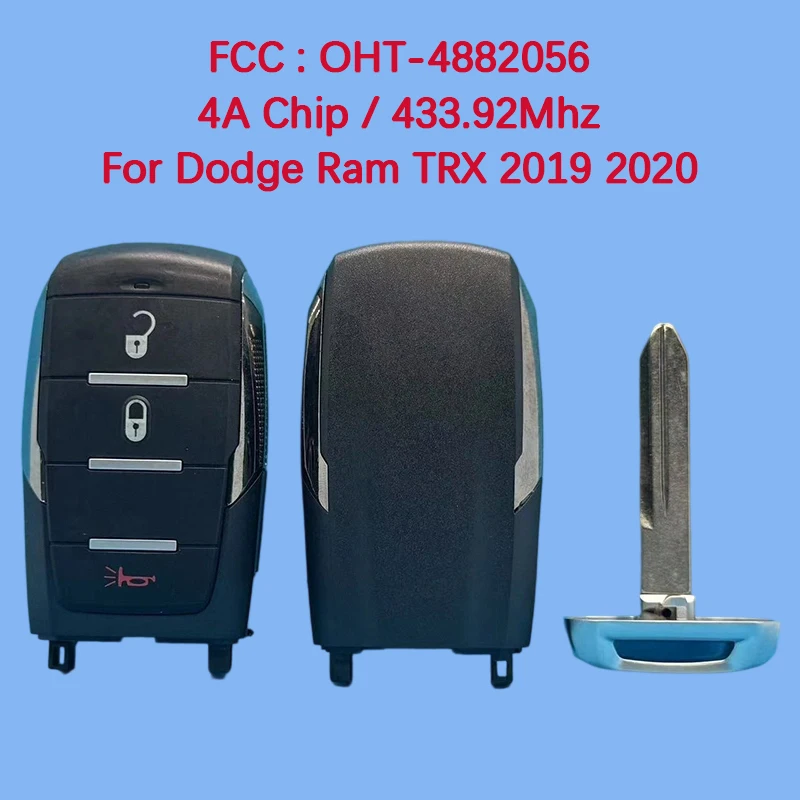 

CN087058 Only PCB OEM 3/4/5/6 Button Smart Keyless Go 4A Chip 433.92Mhz FCC OHT-4882056 For Dodge Ram TRX 2019 2020