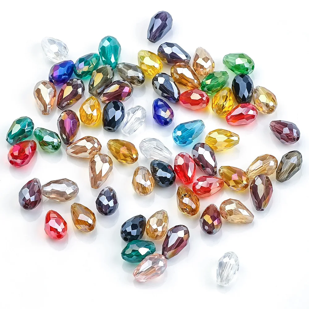 6X8MM 8X11MM 10x15mm Mixed Color Crystal Tear Drop Shape Glass Bead Loose Spacer Beads For Earrings Bracelets Jewelry Making DIY image 3