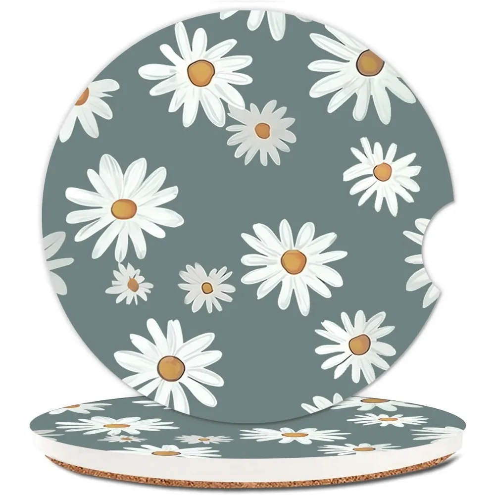 

Ceramic Cup Holders Car Coasters For Women/Men,Cute Absorbent Drink Cup Car Holder Coasters With A Finger Notch 2.56 Pack Of 2