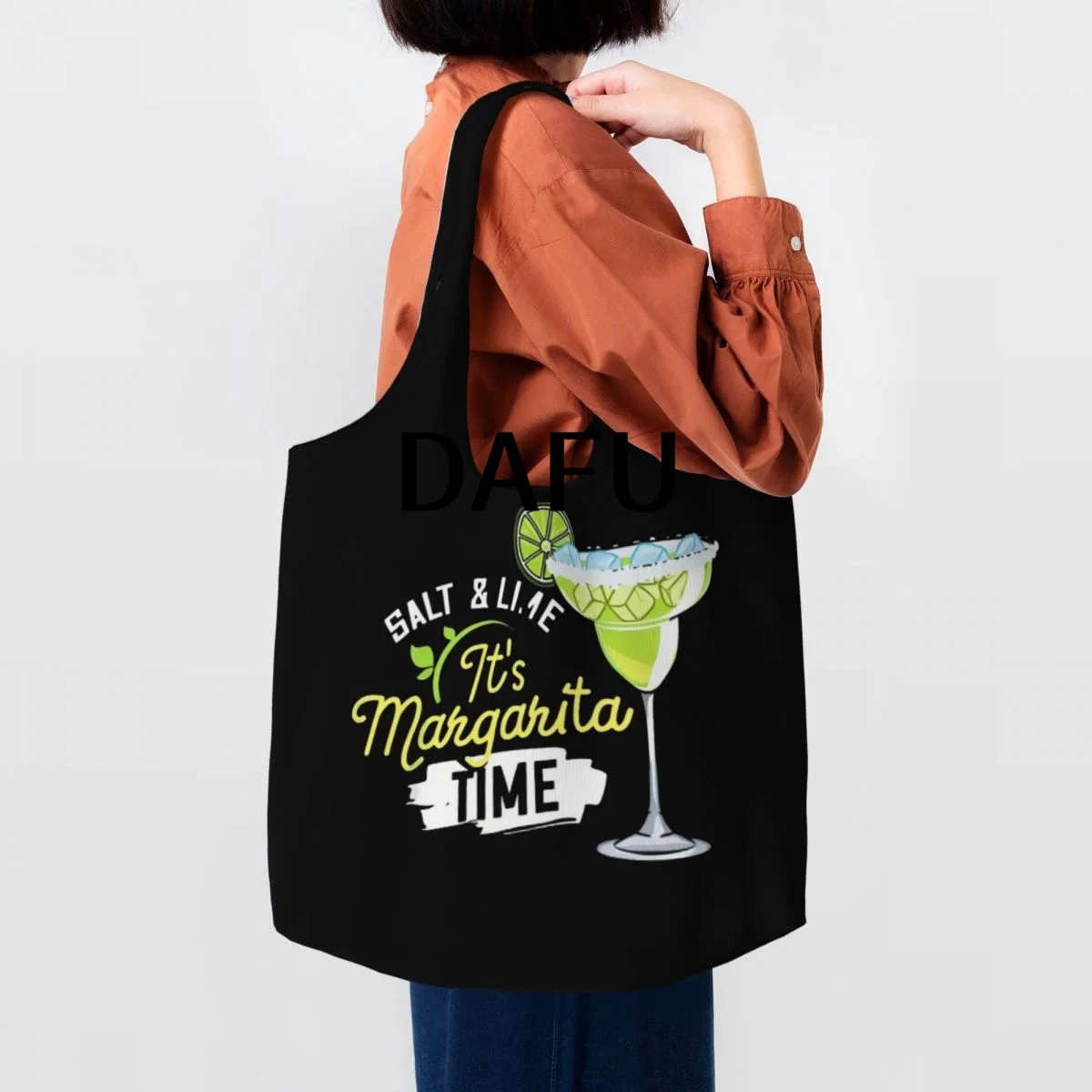 Margarita Time Celebration Large Capacity Canvas Tote Bag Single Shoulder Work Commute Bag For Women Eco-Friendly Shopping Bag