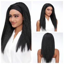 Blice Long Kinky Straight Headband Synthetic Hair Wigs For African American Women18-22 Inch Kanekalon Afro Full Daily Wig