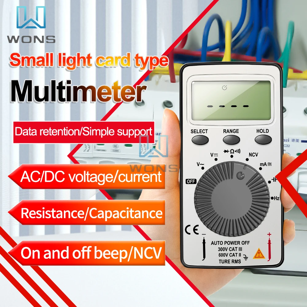 ANENG AN101 Mini Multimeter Tester DC/AC Voltage Current lcr meterTools Professional Digital Multimeter With Test Lead.