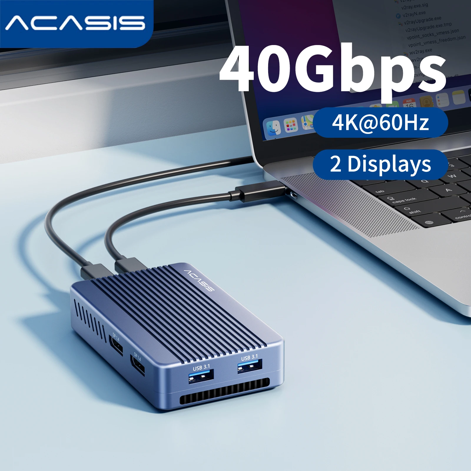 Acasis USB C Hub Docking Station 40Gbps USB 4.0 SSD Case DP 8K 60HZ Type-C Hub Enclosure Case SSD For Macbook iPhone Samsung