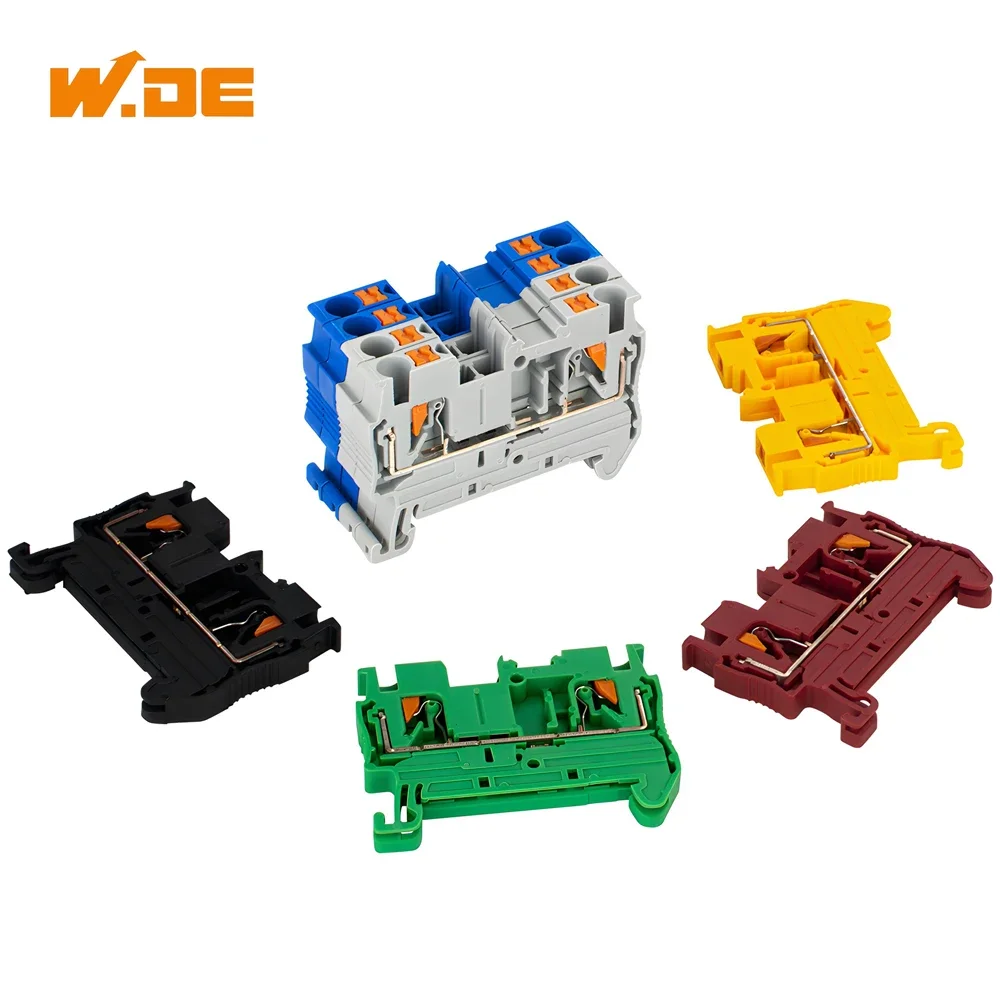 10pcs Din Rail Terminal Block PT-2.5 Push In Terminal Connector Spring Screwless Electrical Wire Conductor PT2.5 Wire Connector