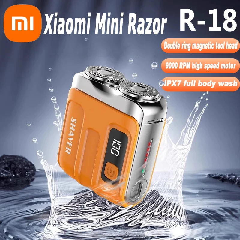 XIAOMI R-18 Electric Smart Shaver IPX7 Waterproof Household Portable Washable Display Digital Mini Double Blade Charging Shaver