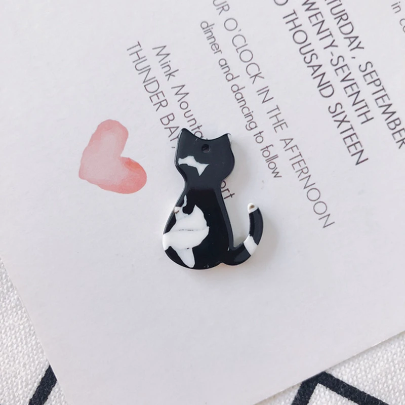 10pcs Cute 25mm Cat Acrylic Charms Animal Pendant Charm for Necklace Bracelet Earring Diy Jewelry Keychain Making Accessories