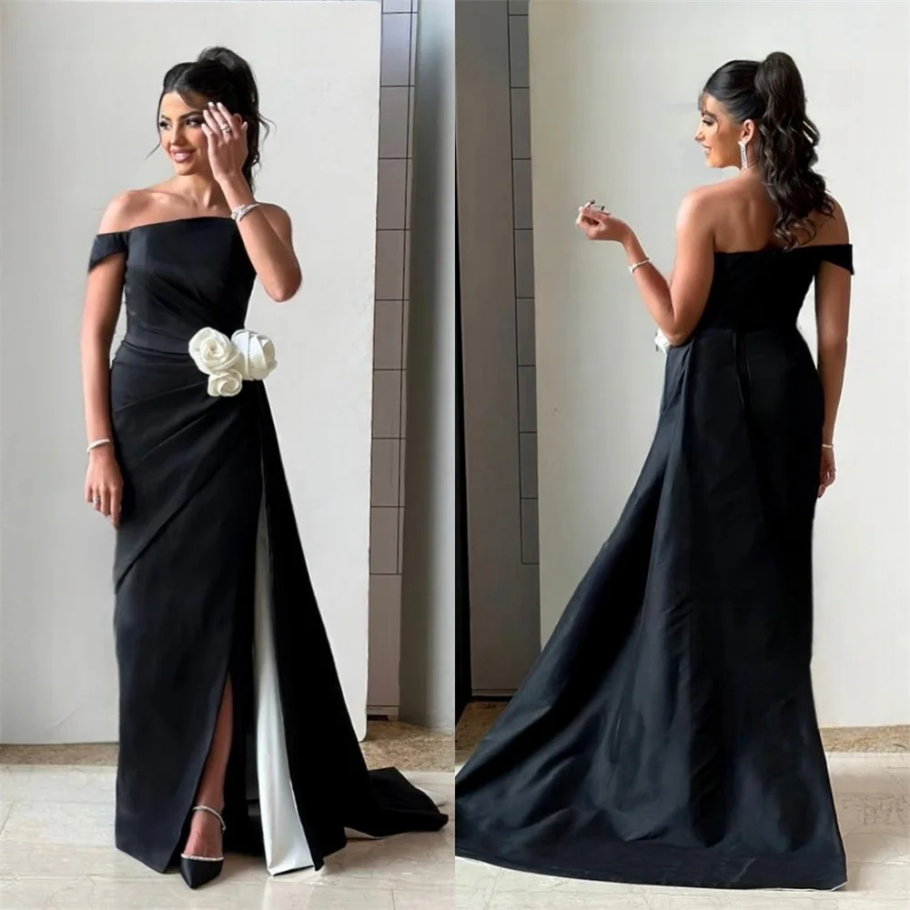 

Customized Evening Dress Formal Dearin One-shoulder Column Floor Length Skirts Open Back Layered Flower Waist Ruffle Bespoke Occ