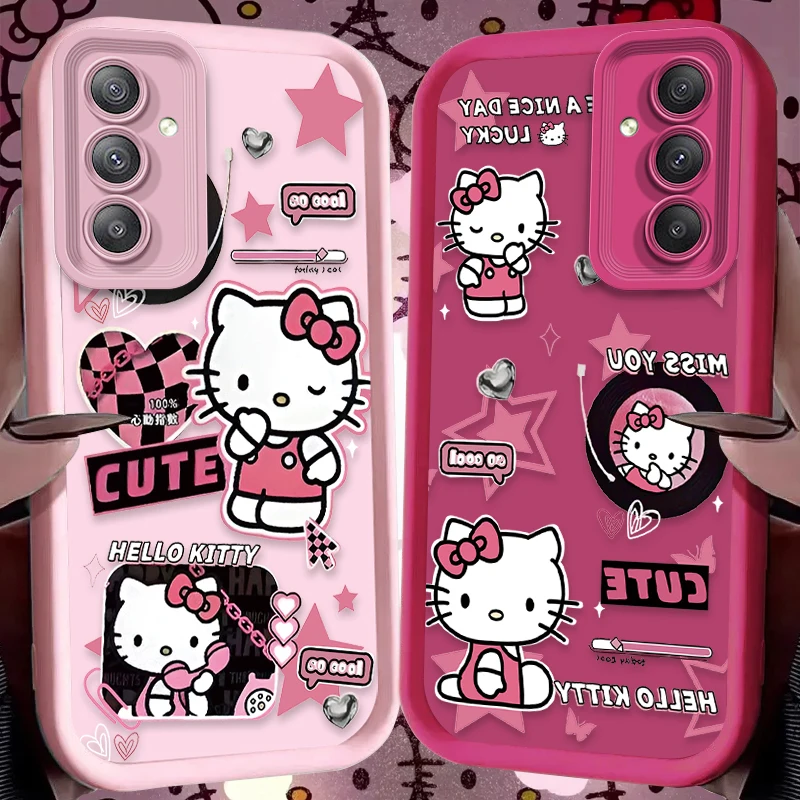 Lovely Hello Kitty Record Case for Samsung Galaxy A25 A35 A15 A55 A16 A06 A05 A05S A24 A13 A23 A12 A22 A32 A52 A71 A51 4G Cover