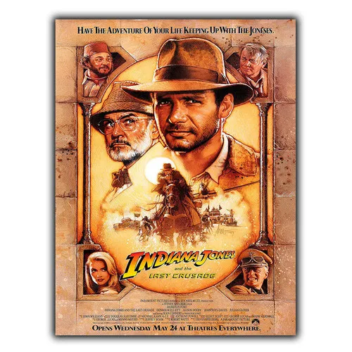Indiana Jones und der letzte Kreuzzug Steven Spielberg METALLSCHILD WANDPLAKETTE Druck-Aluminium