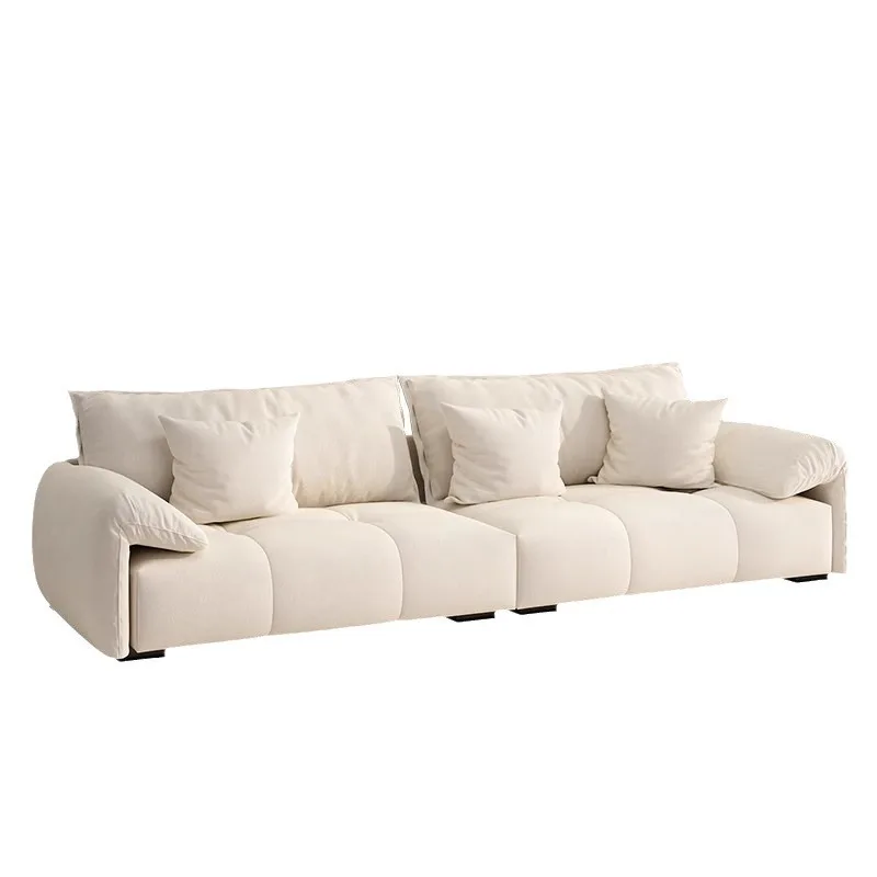 

French elephant ear cat scratching cloth sofa straight row small apartment fabric cream style double