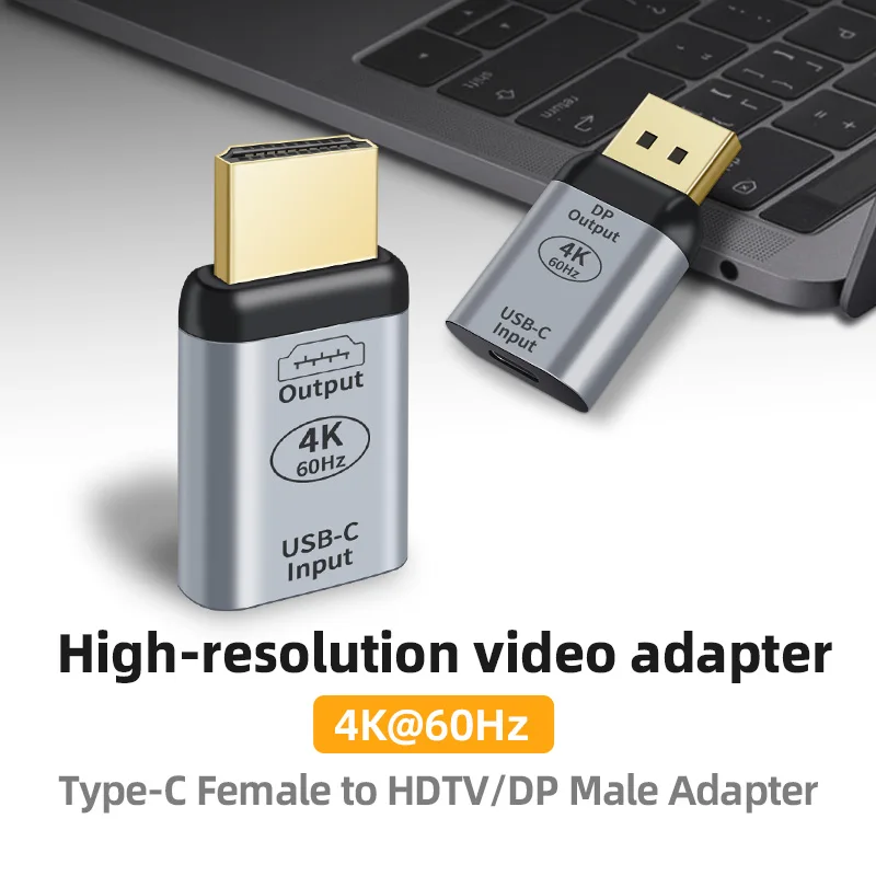 4K60Hz Type-C to DP/HDMI Adapter Audio Video Converter for Mac Mobile USB C Female to HDTV/DP Male Compatible with TV Monitor