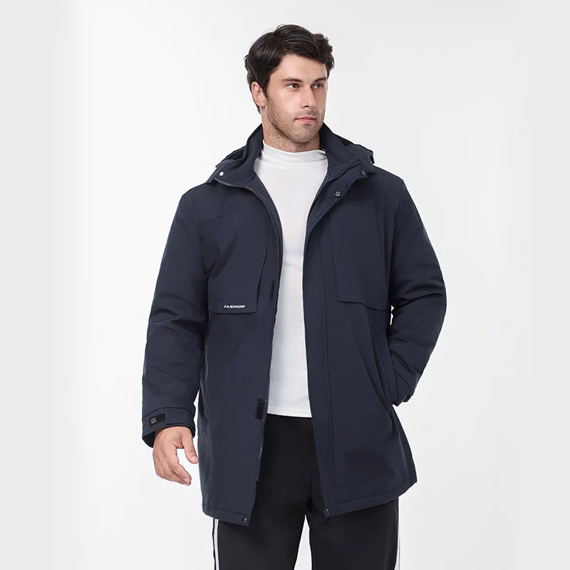 XL-8XL autumn and winter cotton jacket for men in large size, loose and thick, detachable cap, windproof cotton jacket for men