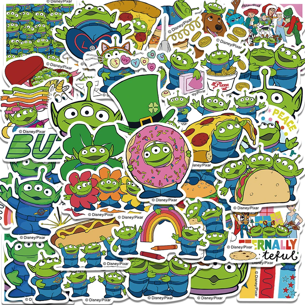 42pcs Kawaii Disney Toy Story Anime Alien Stickers Cute Cartoon Graffiti Sticker Skateboard Laptop Bike Phone Funny Decals Decor