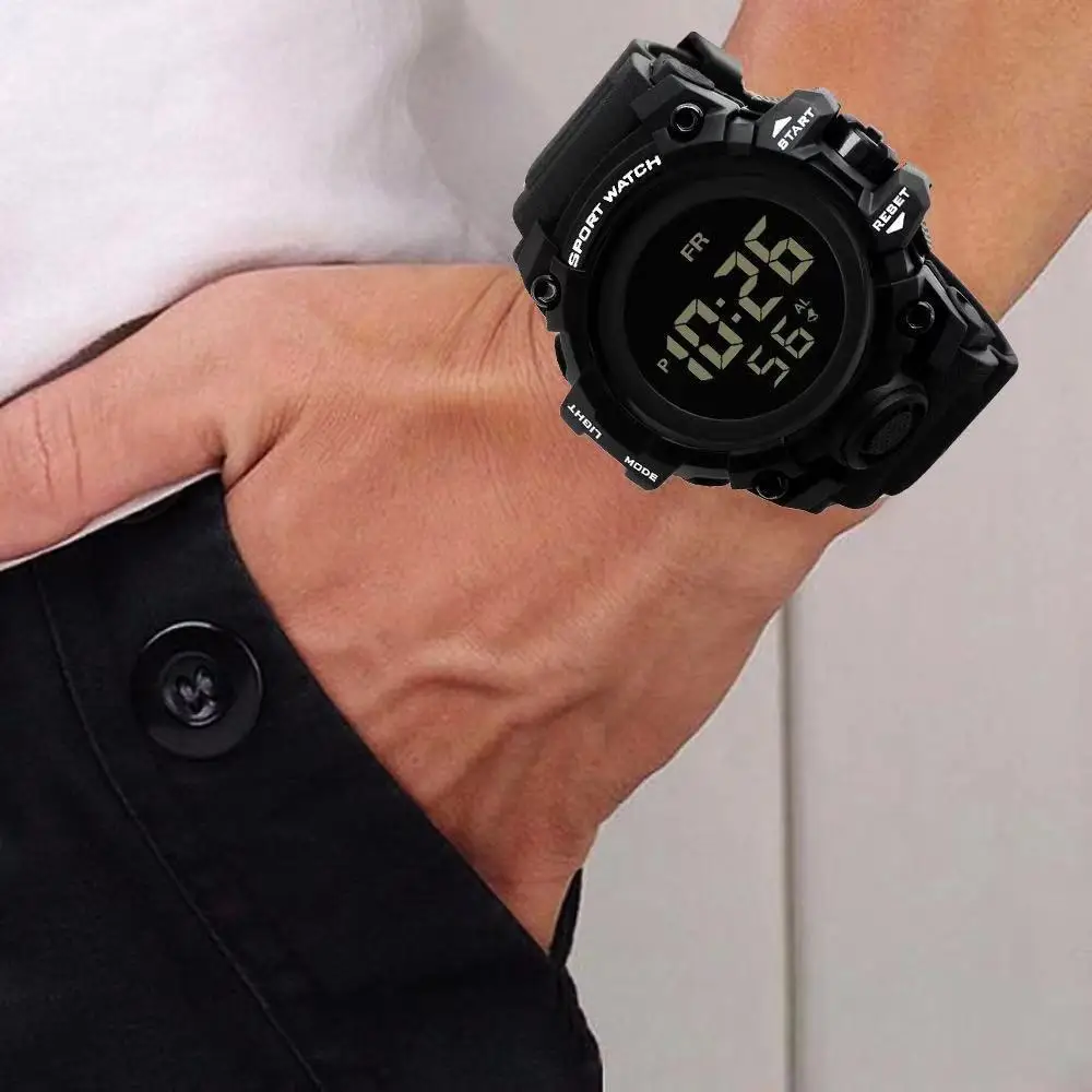 Large dial electronic watch men's multifunctional sports electronic watch
