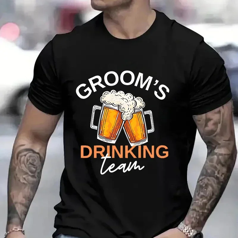 Groom's Drinking Team T-Shirts Funny Beer Graphic Tops Single Farewell Bachelor Stag Party T Shirt Evg Future Team Groomsan Tees