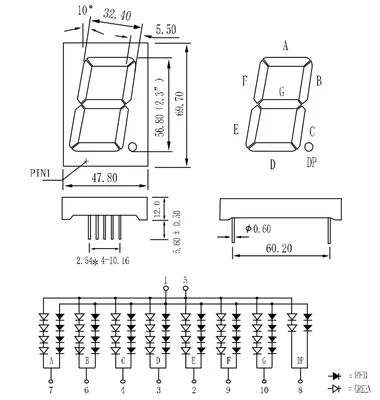 Display Digital LED Nixie Tubo, Vermelho Cor Verde, 1 bit, 7 Segmento, 0,5 polegadas, 7 Segmento, 1,8 polegadas, 2,2 polegadas, 10PCs