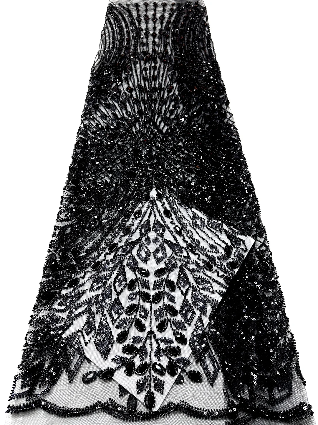 

2026 High-quality African Nigerian Elegant Heavy Beaded Embroidery Lace French Tulle Lace Fabric Stone Sequins For Party Wedding