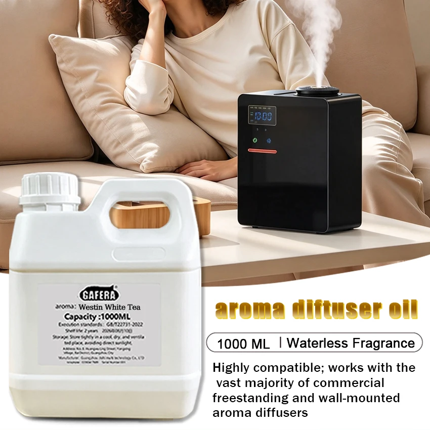 GAFERA Luxury Hotel Fragrance, 1000 ml, Fragrance Oil, Suitable for Diffusers and Large-Space Standing Diffusers—White jasmine