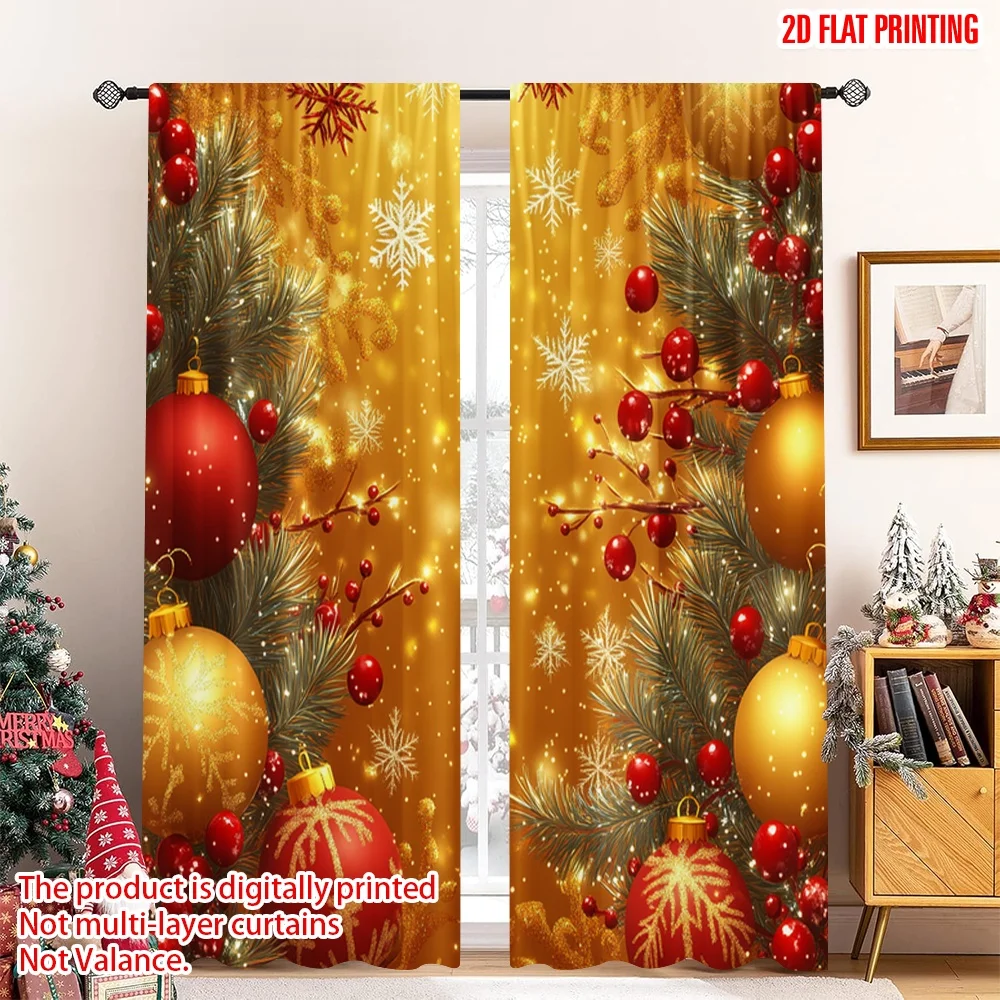 

2pcs 2D flat printing Merry Christmas Popular Drapes Christmas Tree Ornaments Festive Snowflakes (3) Polyester Without