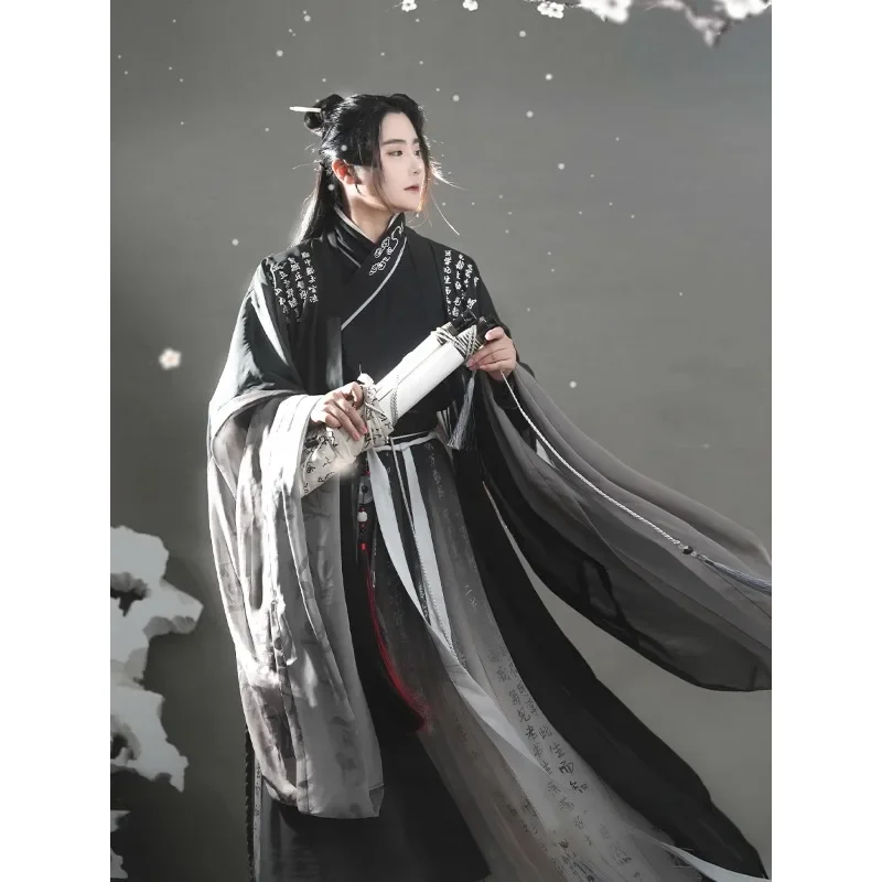 

Chinese Traditional Hanfu Black Ink Gradient Hanfu Dress Men Women Couple Fashion Cosplay Costumes Party Vestido Plus Size 2xl