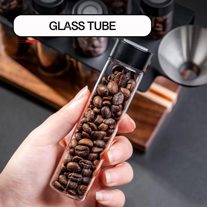 22G Coffee Beans Container Display with 8Pcs  One‑way Exhaust Valve Tubes Glass Coffee Beans Storage Container Coffeware Sets image 3