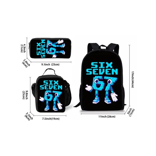 Imagen 2 del producto Nuevo conjunto de tres piezas de mochilas con estampado colorido número 67 para niños y niñas, los mejores regalos, bolso escolar de dibujos animados en 3D para niños