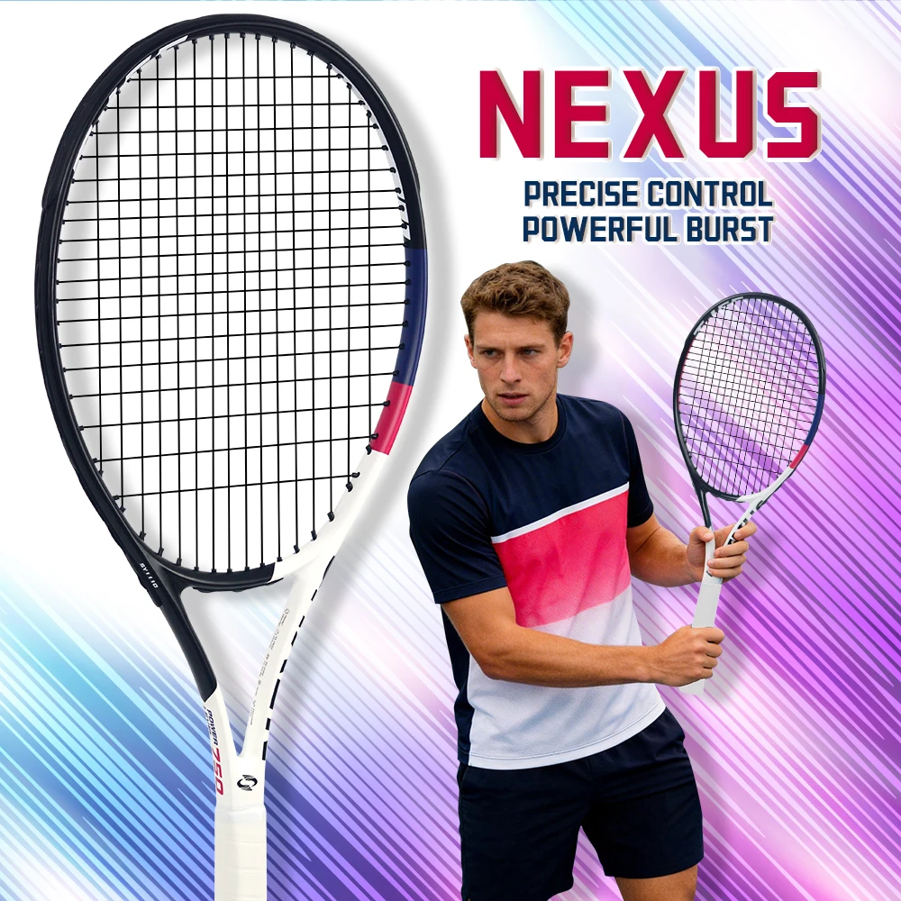 NEXUS Carbon Tennis Racket, Speed Aesthetic Design, Wide Stable Triangle Frame, Low Wind Resistance & High Control Power