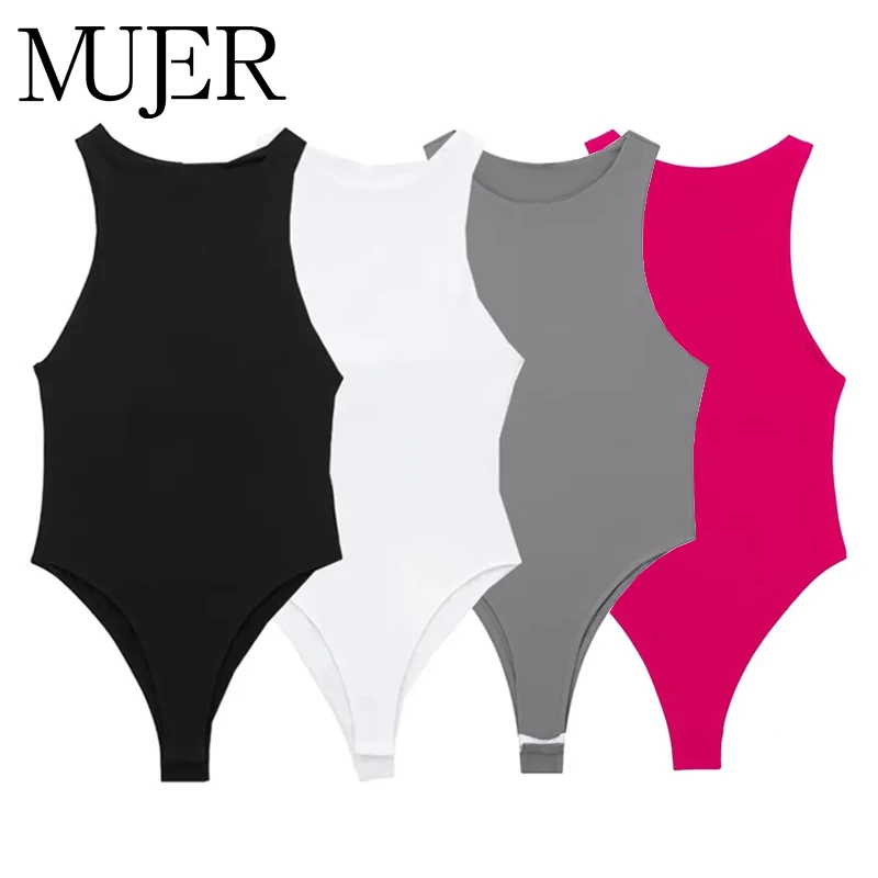 MUJER White Bodysuit Women Black Sexy Bodys for Women One Pieces Sleeveless Body Suits Woman Summer Extreme Women's Bodysuit