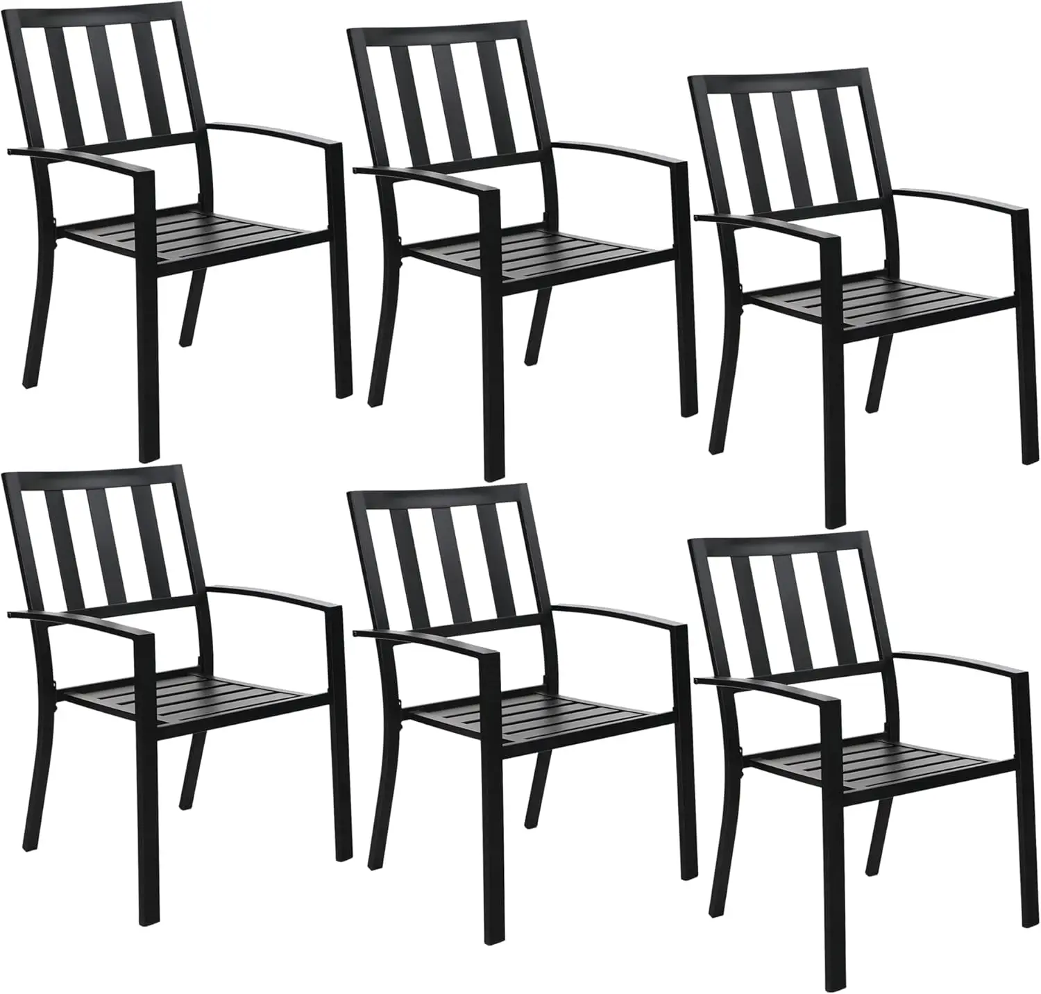 Pcs Metal Patio Dining Chairs Set of 6 Black Outdoor Dining Chairs Bistro Indoor/Outdoor Portable Chairs Support 300 lbs