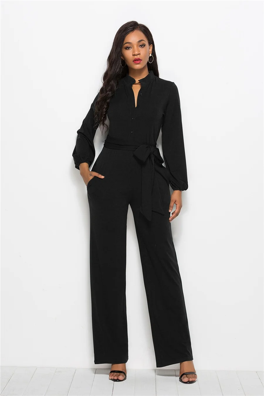 2023 Women Office Jumpsuit Summer Lady Long Sleeve Wide Leg Romper Streetwear Jumpsuits Overalls