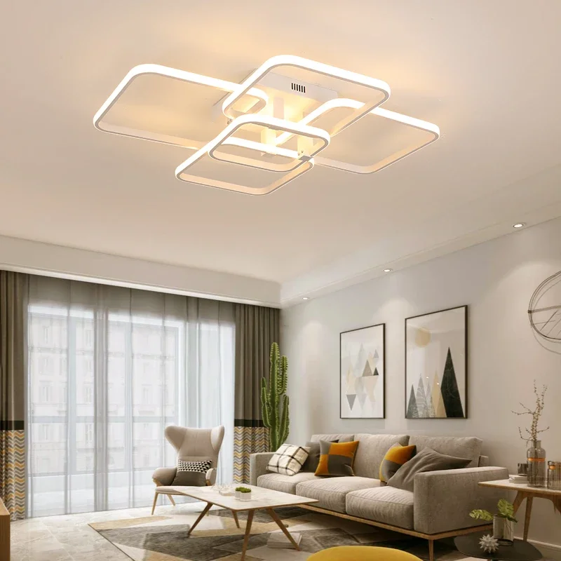 Moderno LED retângulo acrílico teto lâmpada, iluminação interior, sala de estar, quarto luz, luxo, alumínio, branco, preto