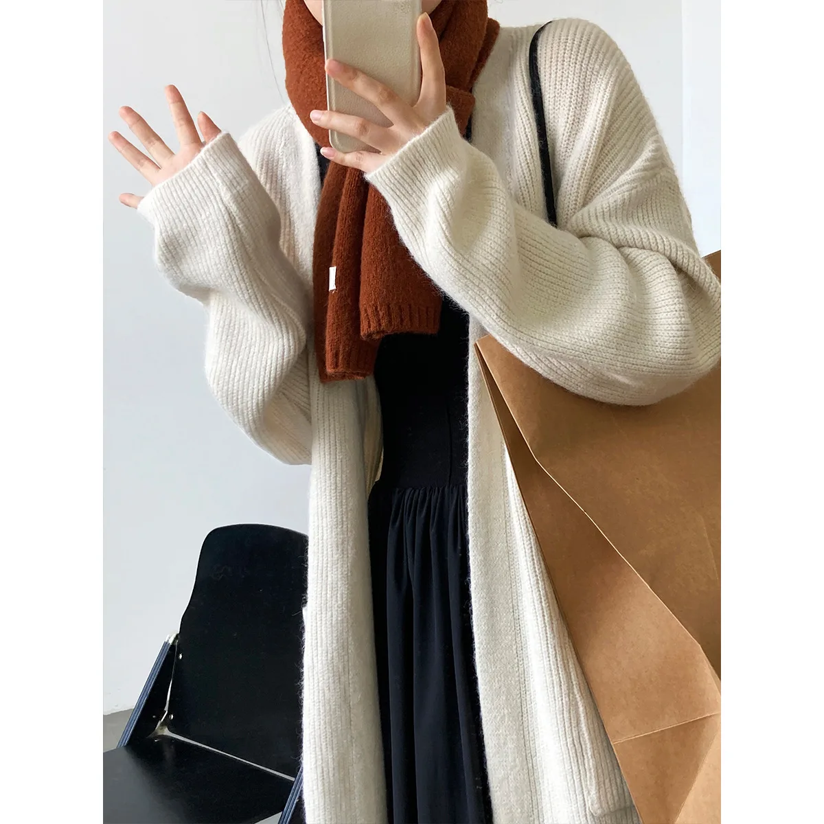 2024 Women Autumn V-Neck Long Cardigans Coat Open Stitch Women Long Sweater Winter Cape Women Winter Cardigans