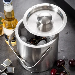 Portable Double-Walled 1.3L Ice Bucket Stainless Steel Outdoor Ice Container Wine/Drinking/Beer Cooler For Party