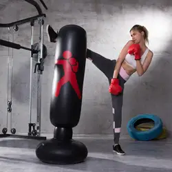 Inflatable Punching Bag for Kids Adults 160x65cm Boxing Training Sand Bag with Stand Punch Bag for Karate Training