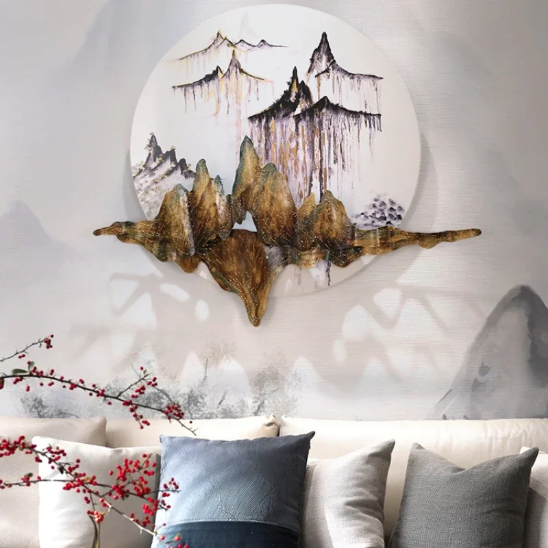 

New Chinese Style Living Room Entrance Three-Dimensional Wall Decoration Landscape Background Wall