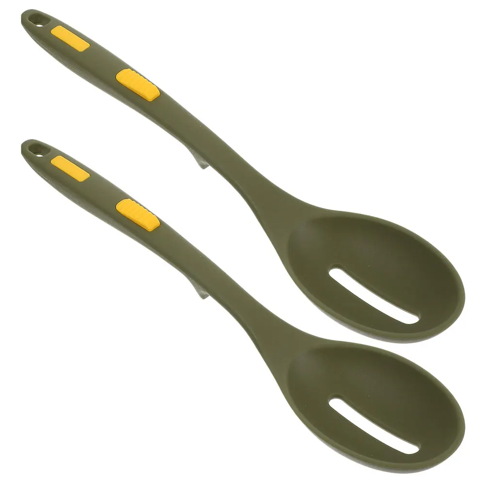 

2pcs Silicone Spoon Colander Kit Flexible Nonstick Kitchen Spoon Long Handle Heat Resistant Lightweight Household