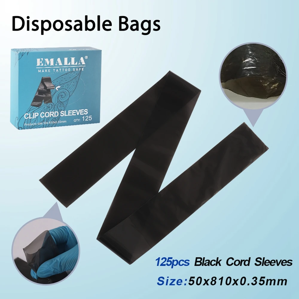 Disposable Tattoo Clip Cord Sleeves Covers Bags Black/White/Blue Plastic Tattoo Machine Protection Bags Tattoo Accessories