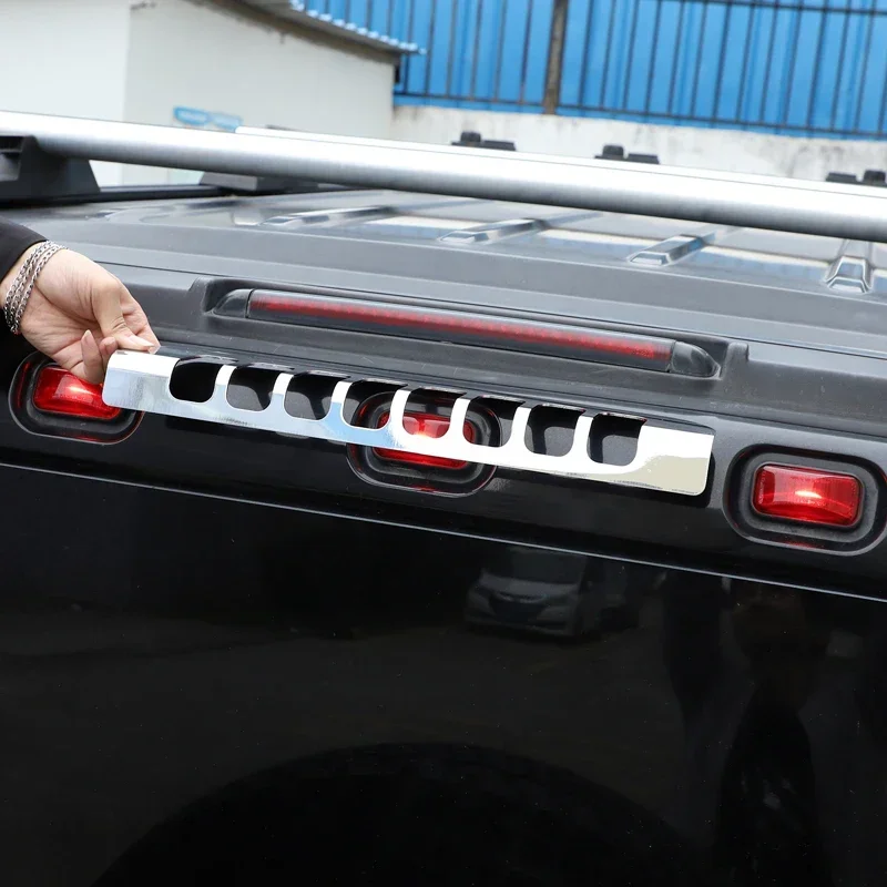 

Для Hummer H2 2003-2009: Защитная накладка/наклейка из алюминиевого сплава серебристого цвета для дополнительного стоп-сигнала, аксессуары для автомобиля