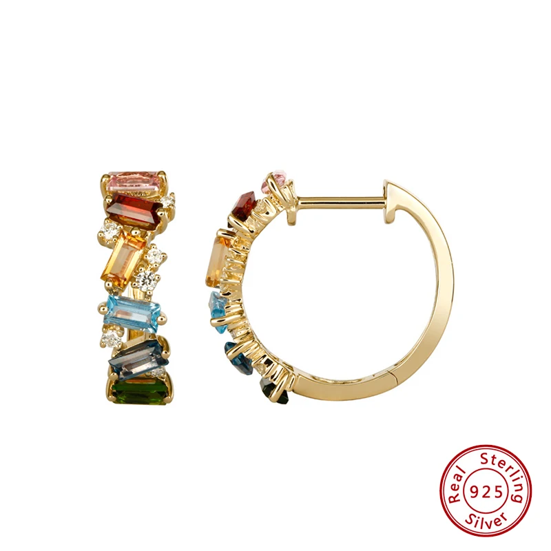 

Earrings 925 Sterling Silver Original Certificate Colorful Zircon Earrings For Women Fashion Free Shipping Fine Jewelry