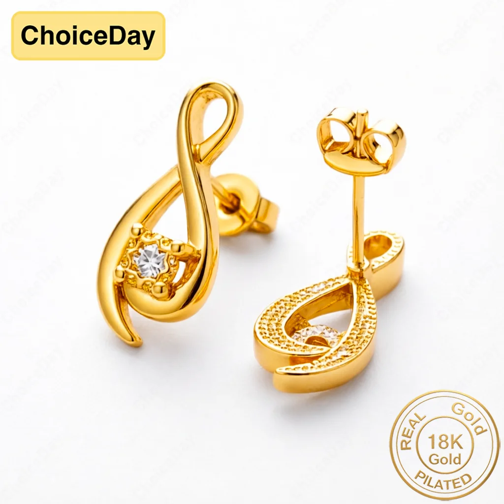 18K Gold-Plated Exquisite Infinity Zircon Stud Earrings – Stylish Wedding Accessories for Women