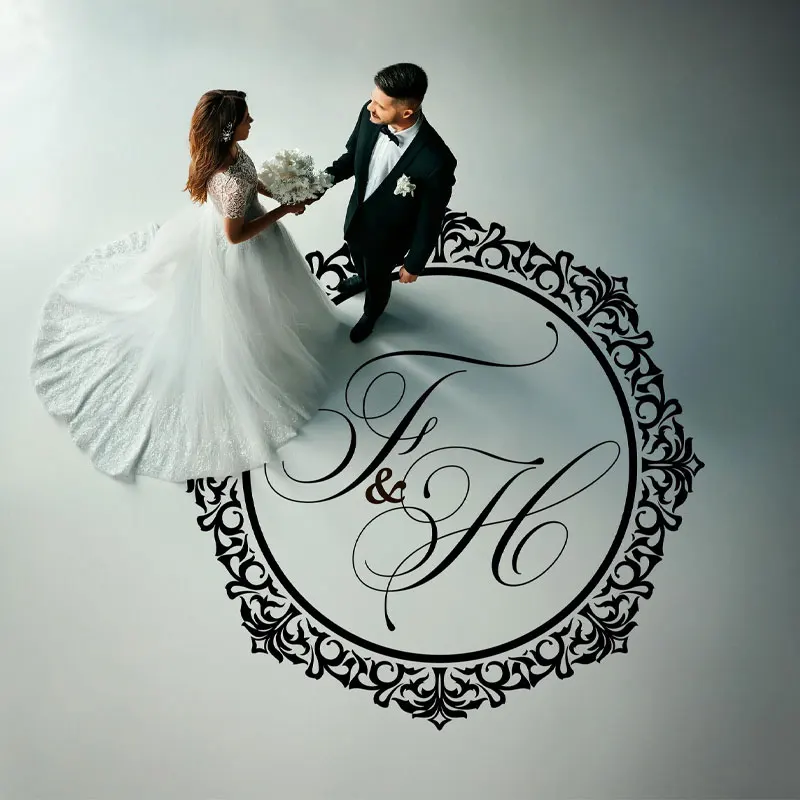 

Personalized Wedding Monogram Vinyl Decal, Reception Elegant Initials for Dance Floors, Walls, or Custom Venue Decor Sticker