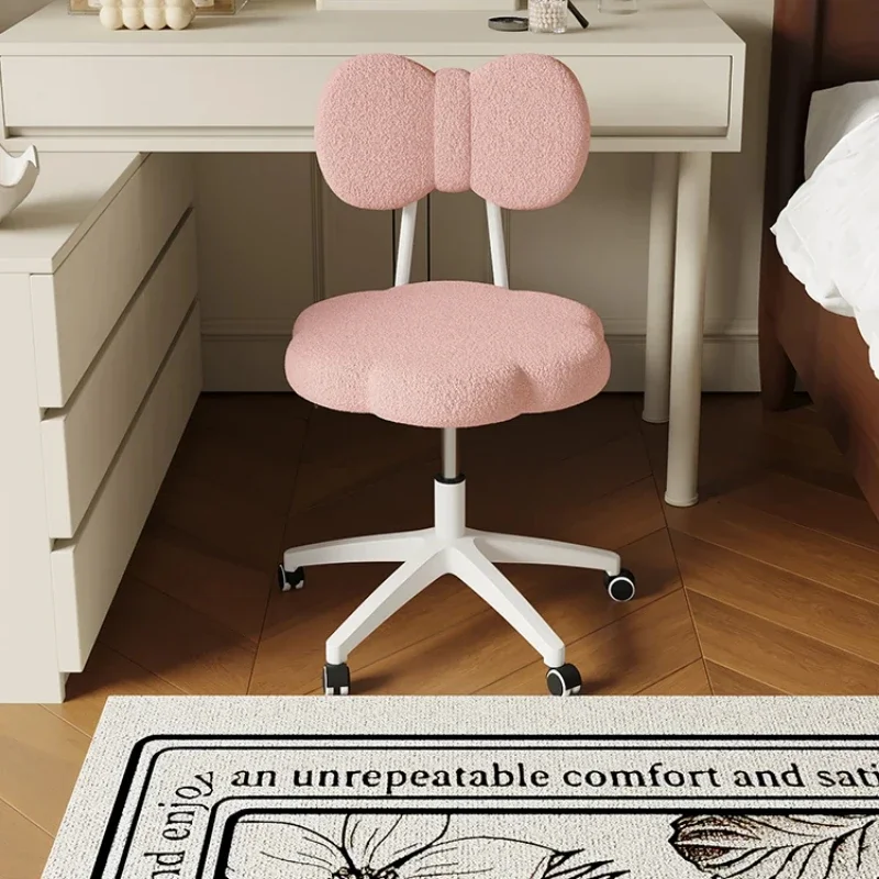 Rotating Dressing Table with Backrest, Makeup Stool, Bedroom Vanity Chair, Internet Famous Design, Luxurious