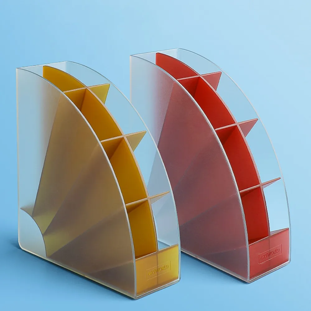 Slant Insertion 8 Grid Pen Storage Box Sector Large Capacity 8 Grid Pen Holder Space Saving Storage Stationery Organizer