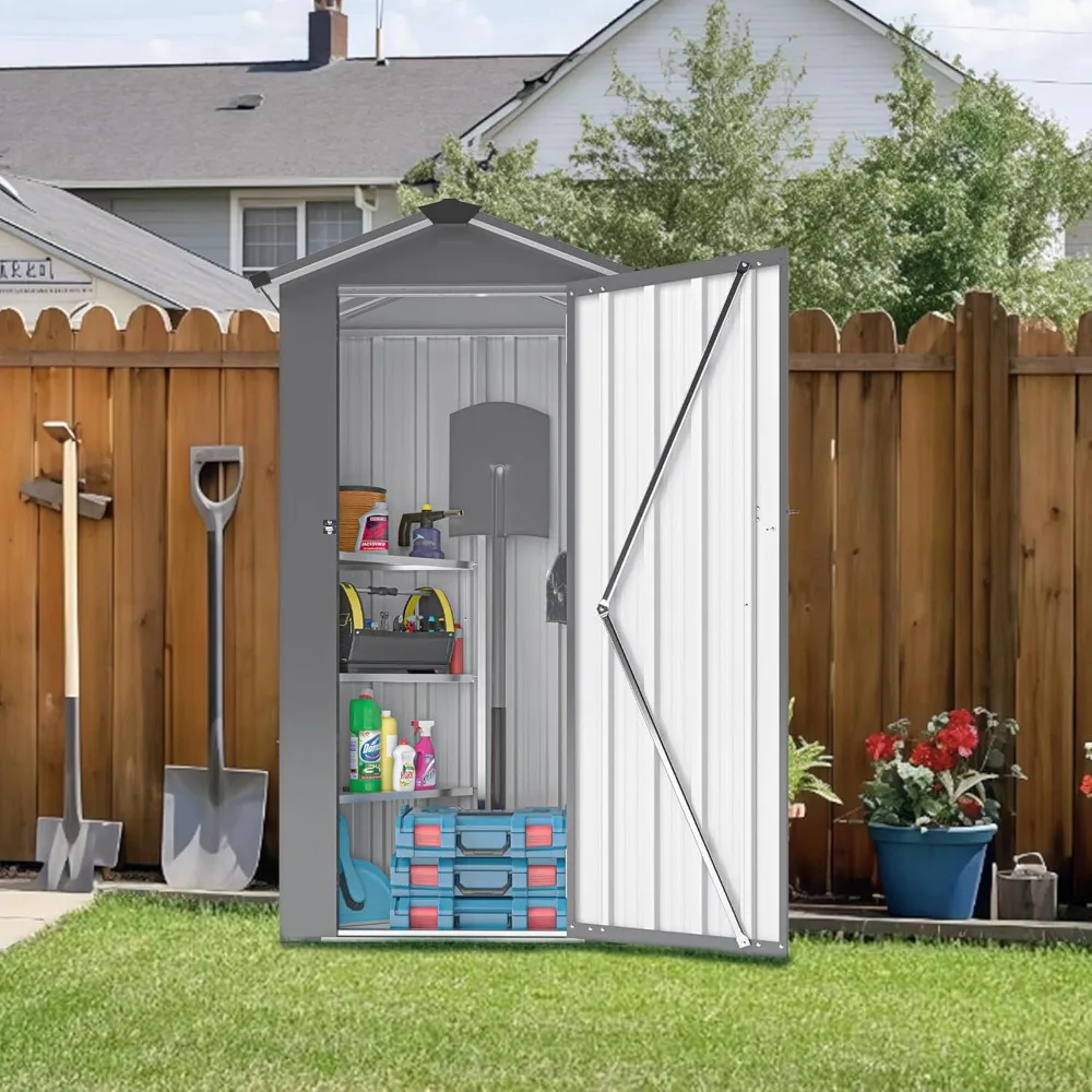

Outdoor Metal Storage Shed, Waterproof Garden Tool Shed with Lock, Galvanized Steel Utility Cabinet, Weather-Resistant Storage L