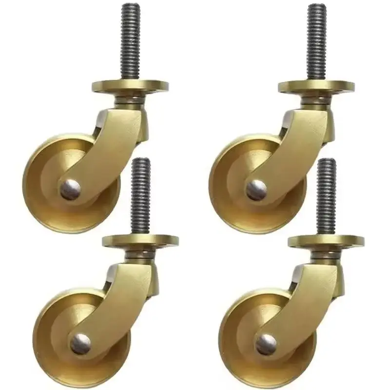 HOT 4PCS 1.34'' Large Brass Wheels Table Chair Sofa Bar Trolley Cabinet Furniture Casters 360° Rotary Furniture Rollers
