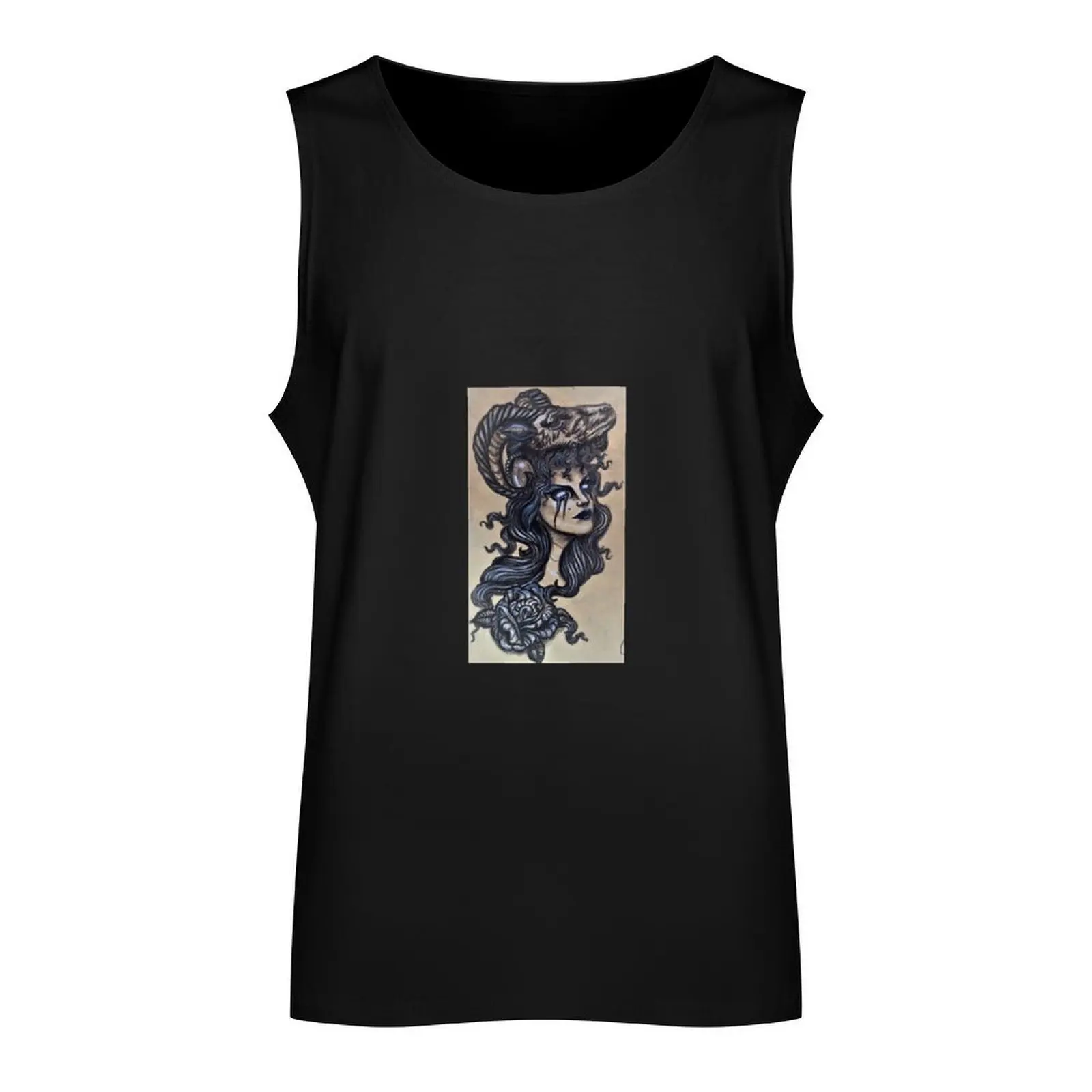 Ram Head Witch Tank Top Sleeveless top Men's gym basketball clothing gym accessories men