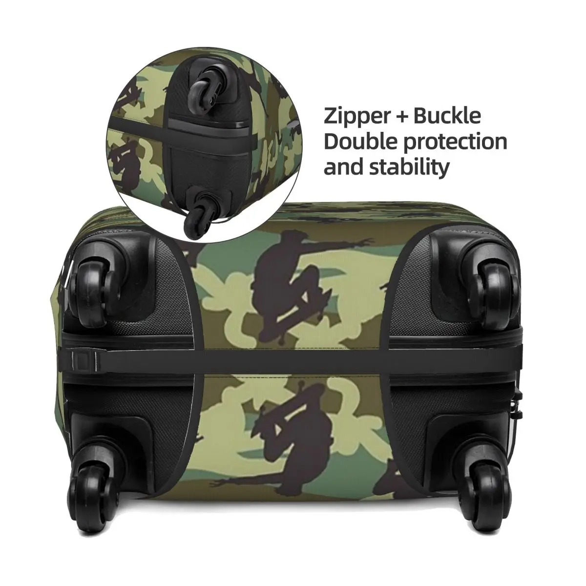 Skater Camo WOODLAND Protezione per valigia Coperture protettive per bagagli da viaggio elastiche per 18-32 pollici