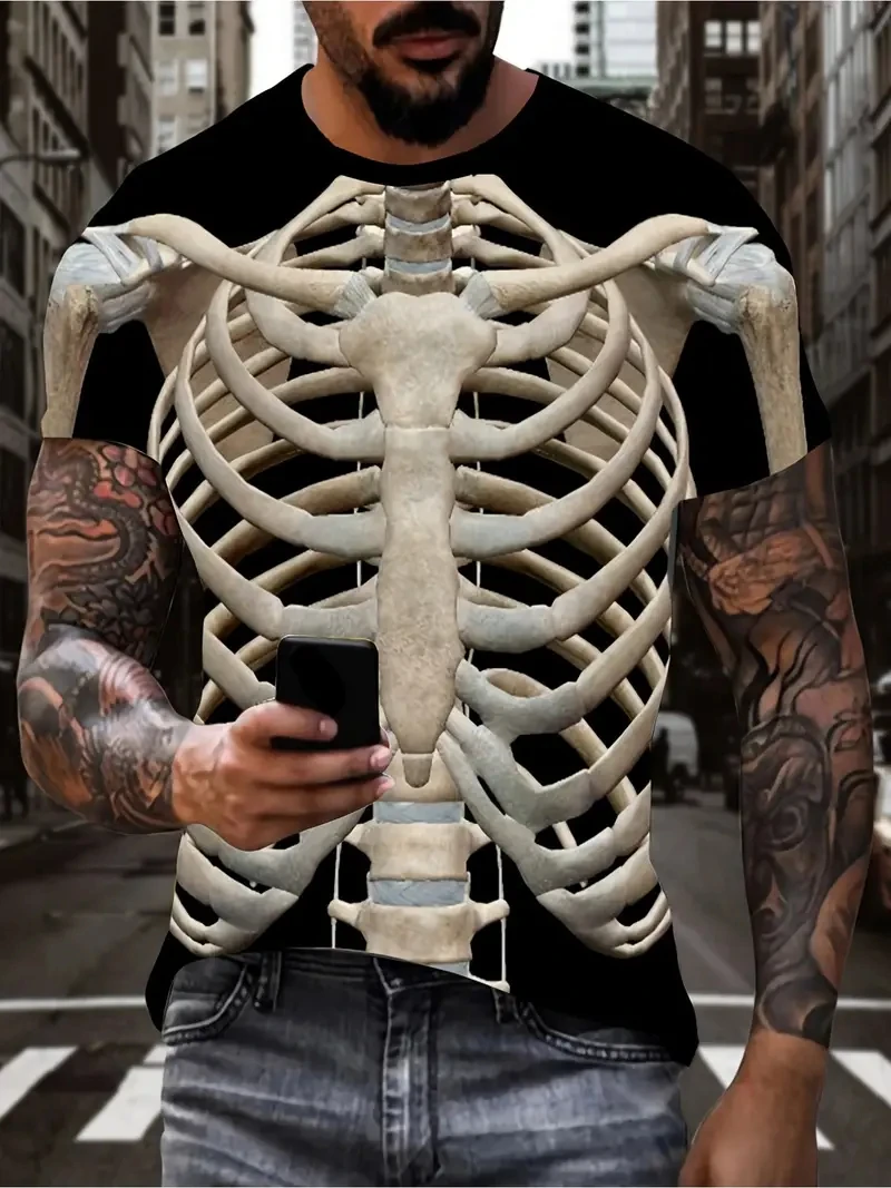 

3D Print Horror Skeleton Fashion T-Shirts Cosplay Bone Costume Streetwear Men Women Oversized Short Sleeve T Shirt Tees Clothing